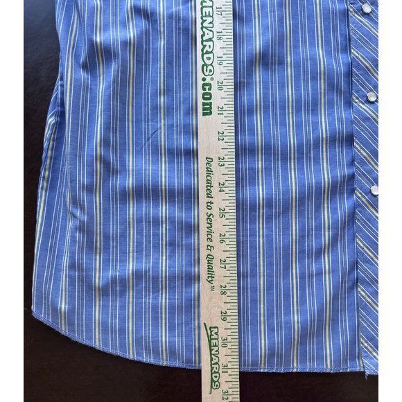 Vtg Western Shirt Wrangler Cowboy Pearl Snap Chambray Blue Striped Mens XXL 2XL - Picture 10 of 11